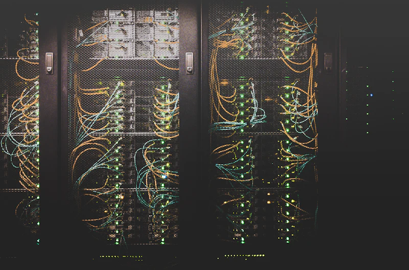 Rows of servers in a data centre